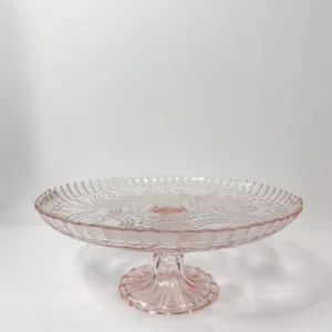 10" Diameter Pink Glass Cake Stand
