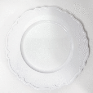 13" Diameter White Vintage Charger Plate
