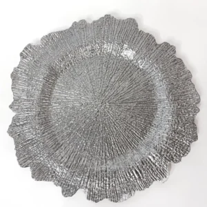 14" Diameter Silver Plastic Charger