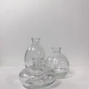 3 Piece Set Clear Bud Vases - 2.75" H, 3.93"H, 5.11"H