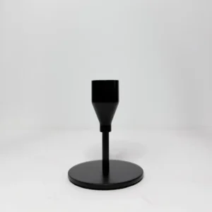 Black Metal Taper Candleholder - 3.1" H x 2.5" W