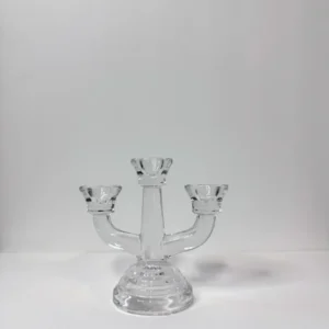 Clear Glass Three Arm Candleholder - 5.5"H x 2.75"W
