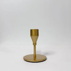 Gold Metal Taper Candleholder - 3.1" H x 2.5" W